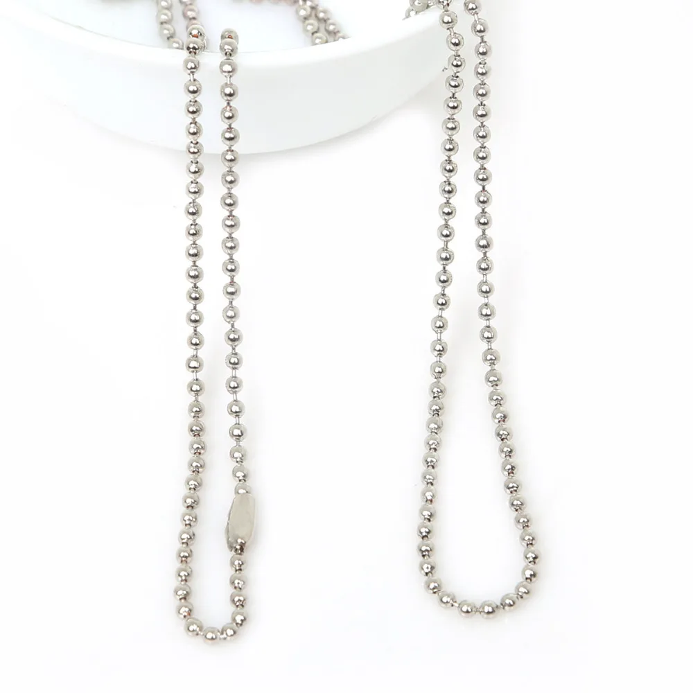 

Top Selling 1.5/2.3MM 70CM Rhodium Ball Beads Round Ball Chain Necklace Connector For DIY Necklace Wedding Party Jewelry Gifts