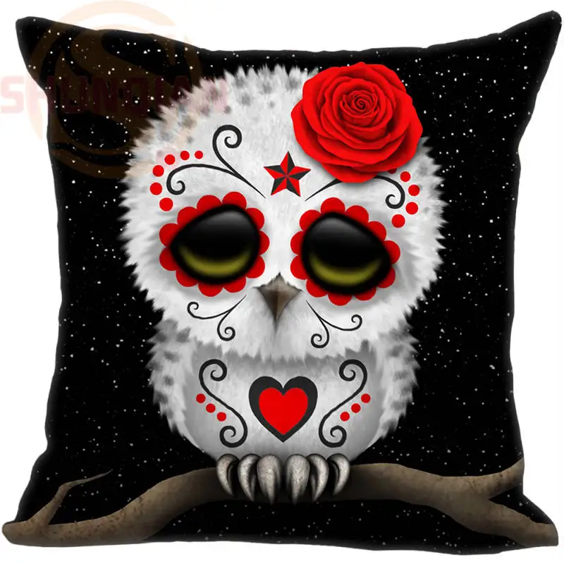 

Hot Sale Custom Day of the Dead Sugar Skull Owl Stars Pillowcase 35X35cm (One Sides)Home Cushion Cover Pillow Cases