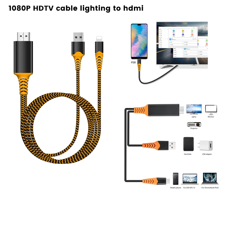 HDMI кабель системы освещения к с переходной USB 1080P аудио адаптер конвертер для iPhone X