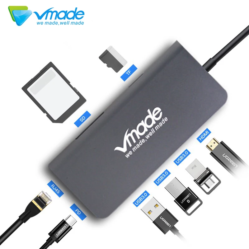 

Vmade USB HUB USB C to HDMI RJ45 Thunderbolt 3 Adapter for MacBook Samsung Galaxy S9 Huawei Mate 20 P20 Pro Type C USB 3.0 HUB