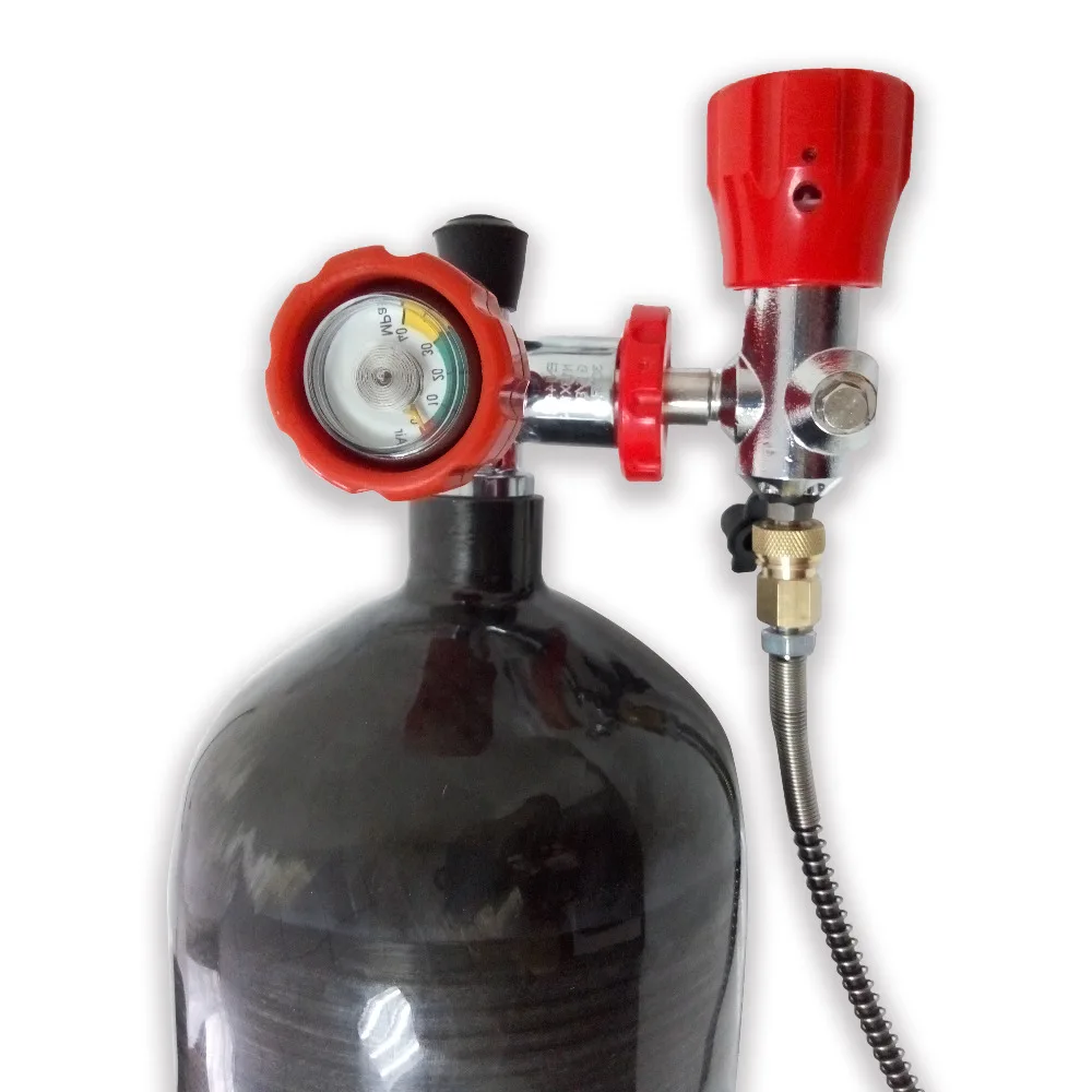 

6.8L 300bar 4500psi PCP airsoft paintball tank carbon fiber diving SCUBA black cylinder for diving+valve + filling station