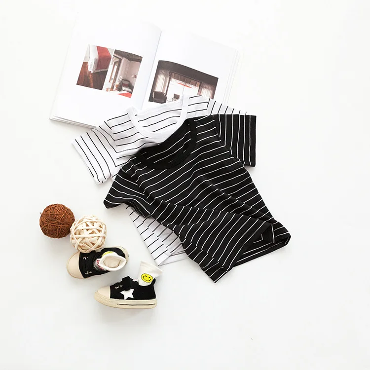 

White and Black Striped Summer Style T-Shirt for Children 2018 Kid Costume Baby T Shirt Casual Girls Top Tees Boys Casual Shirts
