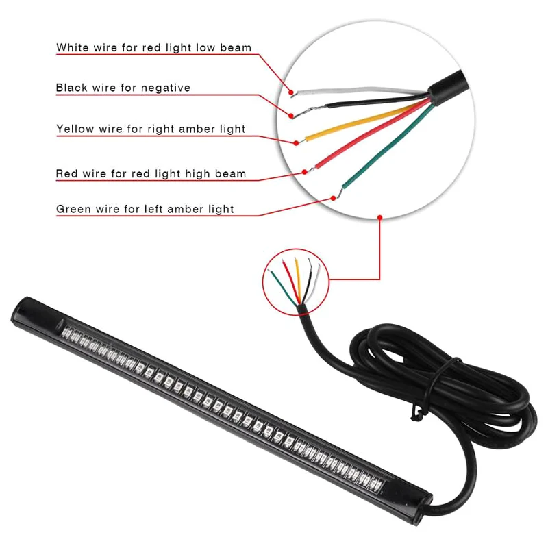 

1 Pcs Flexible 48 LED Motorcycle Light Strip Tail Brake Stop Turn Signal License Plate Light M8617