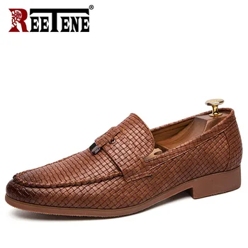 

REETENE Men Leather Shoes Oxford PU Leather Men'S Dress Shoes Men Loafers Wedding Dress Shoes Breathable Men'S Banquet Shoes