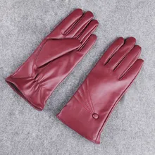 Роскошные женские кожаные зимние супер теплые перчатки красные высокого качества безопасности горячая Распродажа однотонные перчатки Guantes mujer