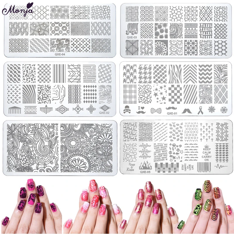 

Monja Nail Art 12x6cm 20 Designs Animal Geometric Pattern Template Image Print Transfer Stamping Plate Stencil Manicure Tool