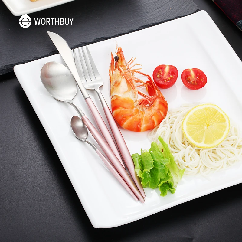 WORTHBUY 4 шт./компл. Западный портативный набор столовых приборов 304 нержавеющая
