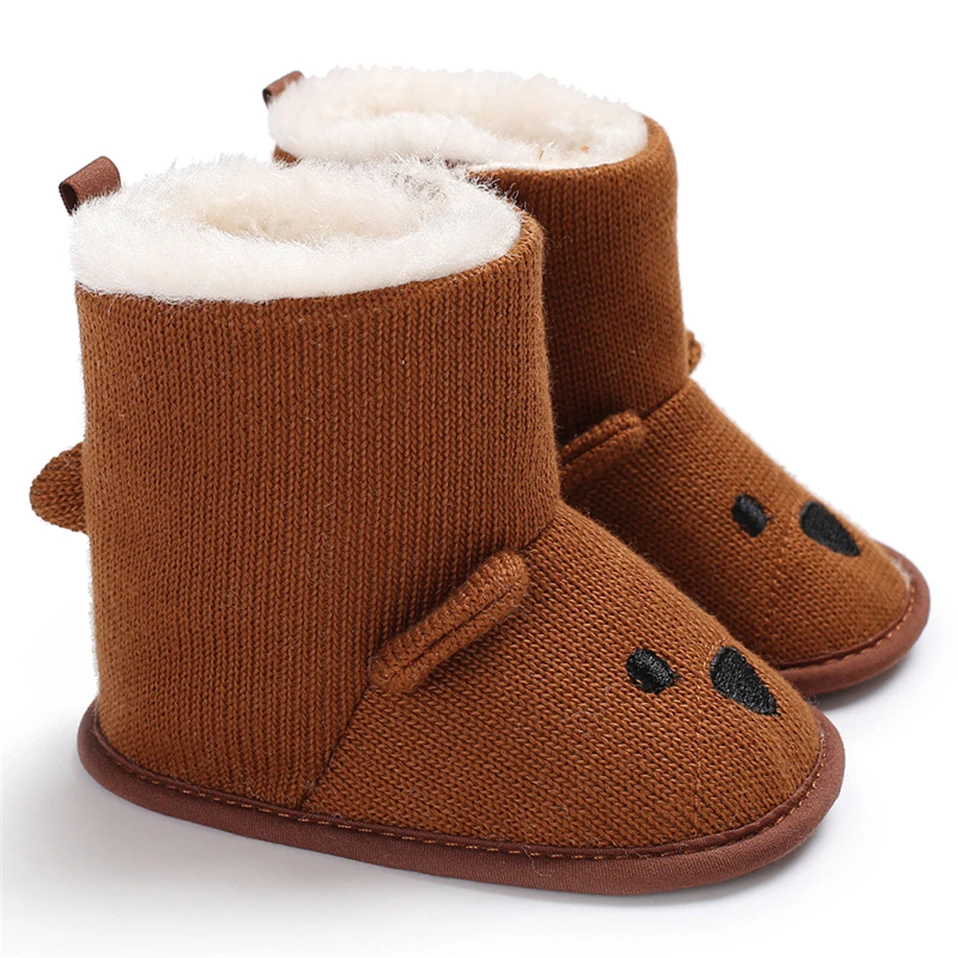 Зимние ботинки для маленьких девочек и мальчиков; обувь для новорожденных; очень теплые зимние ботинки с мягкой подошвой; Плюшевые ботинки для малышей