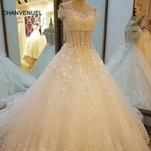 LS0040 Lace Wedding Dresses Appliques Sweetheart Corset Back 3D flowers Bridal Gowns 2017 robe de mariage Real Photos