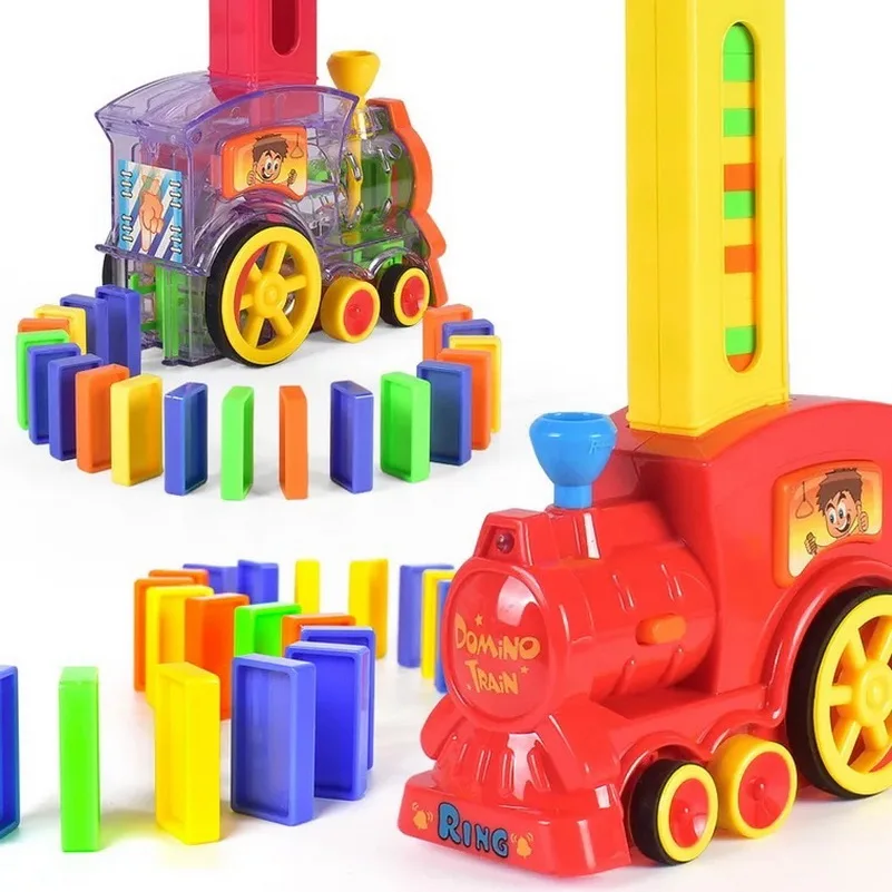 

Automatic Domino Brick Laying Toy Train Car Elevator Springboard Bridge Catapult dominoes Set gift for Children Toy Vehicles