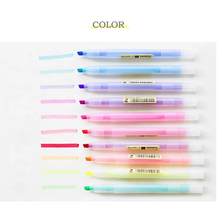 1pc soft pastel ended highlighter pen Fluorescent pen Marker pen Mild liner DIY School supplies Office Stationery kawaii
