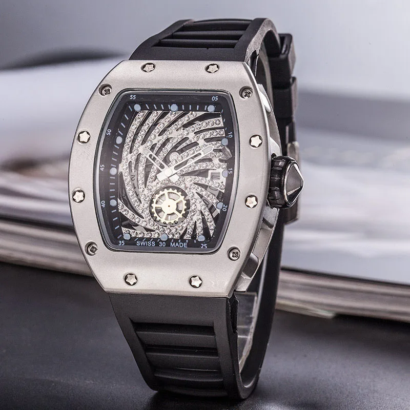 Спортивные мужские роскошные брендовые известные уникальные дизайнерские кварцевые часы мужские большие часы из силикагеля Es мужские Relogio Masculino - Цвет: 9