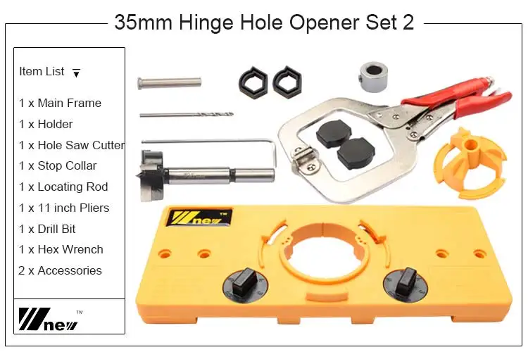 NE 35 мм потайная петля сверлильный кондуктор Forstner Saw+ 11 дюймов фиксирующие плоскогубцы открывалка отверстий дверных шкафов по дереву набор направляющих для сверления