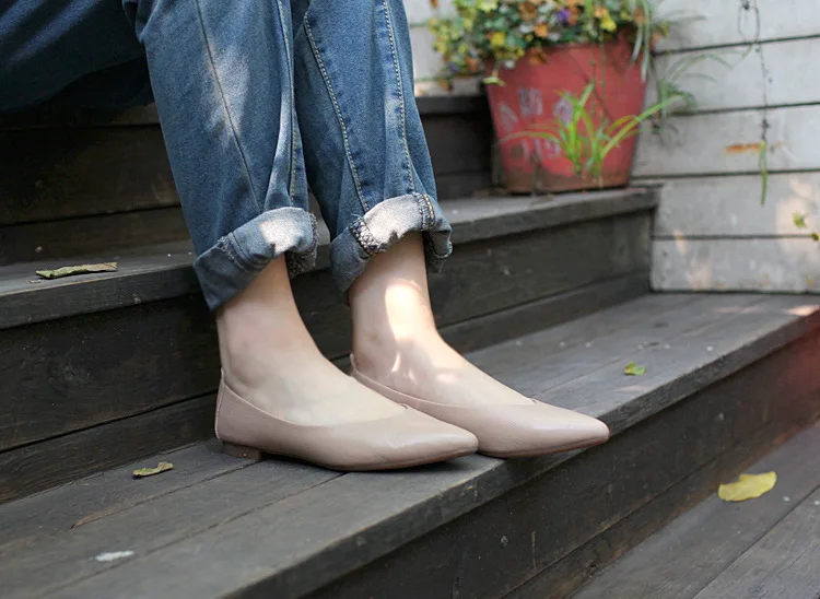 Careaymade- Дамская обувь с чистым обувь с открытым носком модная обувь с верхом из натуральной кожи; туфли лодочки с острым носком на низком обувь, плотно сидящая на ноге