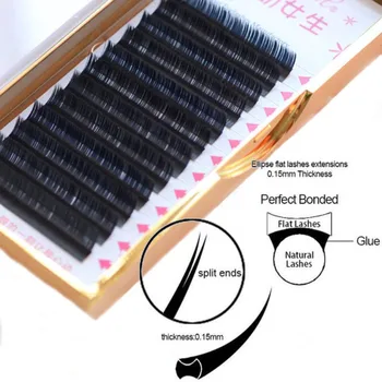 

Flat Ellipse Lashes 0.15 0.2 Thickness B C Curl Softer Flat Eyelash Extensions Individual Mink Split Russian Volume Eye Lash