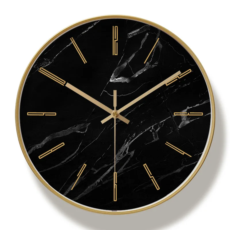 Мраморные настенные часы простые декоративные креативные скандинавские современные Металл под мрамор часы настенные часы для гостиной кухни офиса спальни