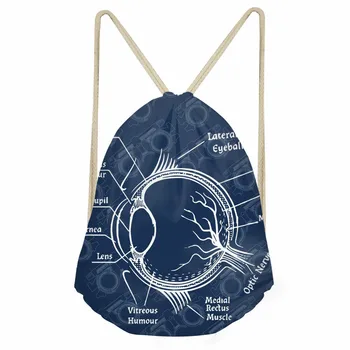 

THIKIN Girls Drawstring Bag Eyeball Optometry Pattern Fashion School Backpacks for Women Casual Daily Softpack Shoes Storage Bag