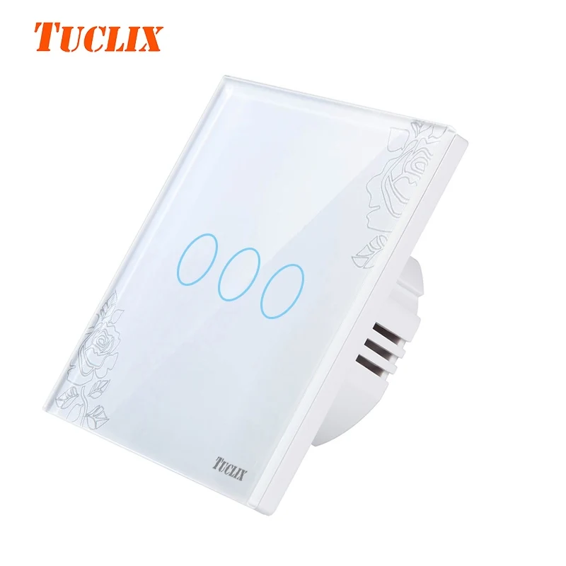 TUCLIX ЕС/Великобритания сенсорный выключатель светодиодный настенный светильник 110-240 В 3 комплекта 1 способ водонепроницаемый Кристалл Закаленное стекло панели кружева
