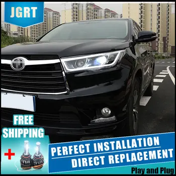 

2PCS LED Headlights For Toyota Highlander 2015-2019 Car Led Lights Double Xenon Lens Car Accessories Daytime Running Lights