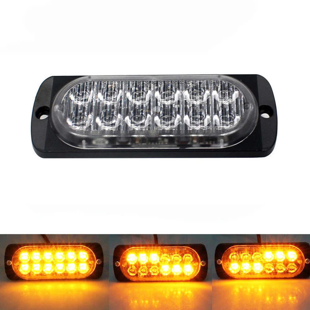 Castaleca Car Truck Trailer Side marker strobe lights Amber 12 LED Flashing warning lamp 19 flash patterns 12V-24V Super bright