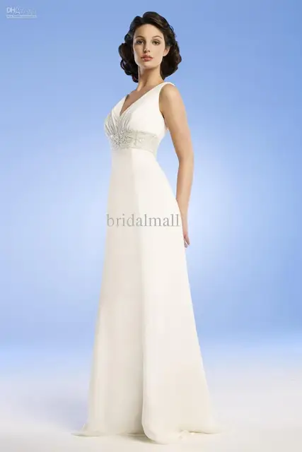 Informal Elegant White Beaded V Neck Off Shoulder Chiffon Zipper A Informal Elegant White Beaded V Neck Off Shoulder Chiffon Zipper A Line Bridal Wedding