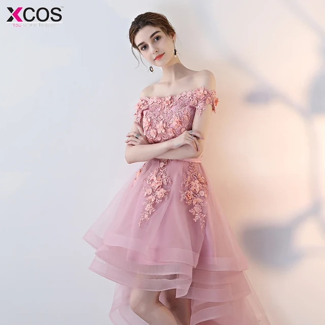 Cooperación Escudriñar Fabricante 2018 Vestidos De cóctel Borgoña Rosa Flor Alta baja bata De Vestidos De Coctel  vestido De fiesta De noche para graduación _ - AliExpress Mobile