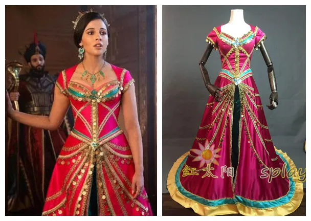

2019 New Version Movie Aladdin Jasmine Princess Top Quality Cosplay Costume for Adult Women Girls Halloween Costume Party Dress