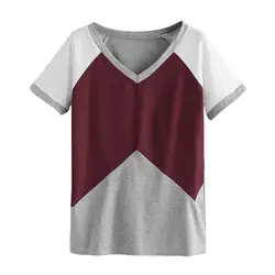 Jaycosin blusas Мода Блузка женская футболка геометрический Цвет короткий рукав o-образным вырезом блузка Футболка mar30