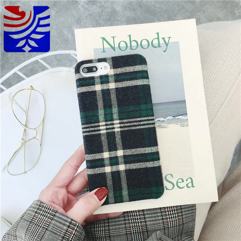 PEIPENG  Fashion Tide card Autumn and winter Retro stripe latticesPhone Cases For iphone 6 6S 7 8 Plus X Xs Max Christmas gift7