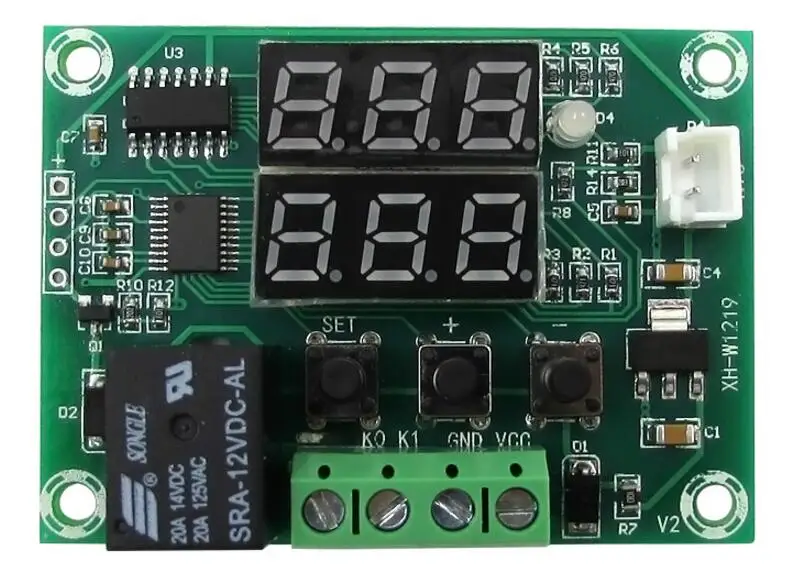 XH-W1219 DC 12 В двойной светодиодный цифровой дисплей термостат контроль температуры Лер регулятор переключатель реле управления NTC модуль датчика