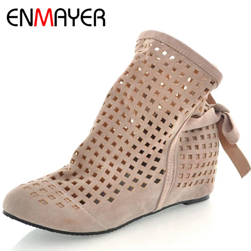 ENMAYER New Women Height Increasing font b Ankle b font font b Boots b font Shoes