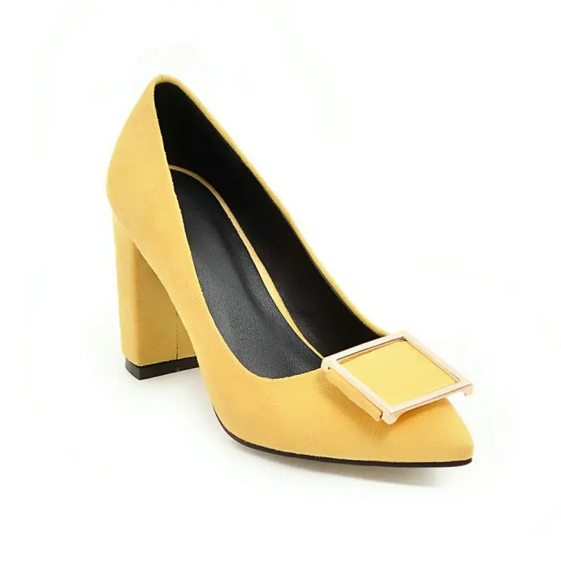 ZawsThia 2019 spring summer yellow red block high heels office career woman pumps shoes beautiful women dress stilettos shoes