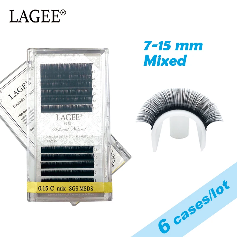 

LAGEE 6 Cases Wholesale 12Rows/Case JBCD Curl Eyelashes Extension Cilia 7-15 mm Mix Lashes for Faux Mink Individual Lashes