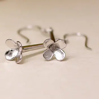 

Sterling Silver 925 White Gold Color 10-12mm Pearl or Round Bead Semi Mount Hook Earrings Women Fine Jewelry Setting