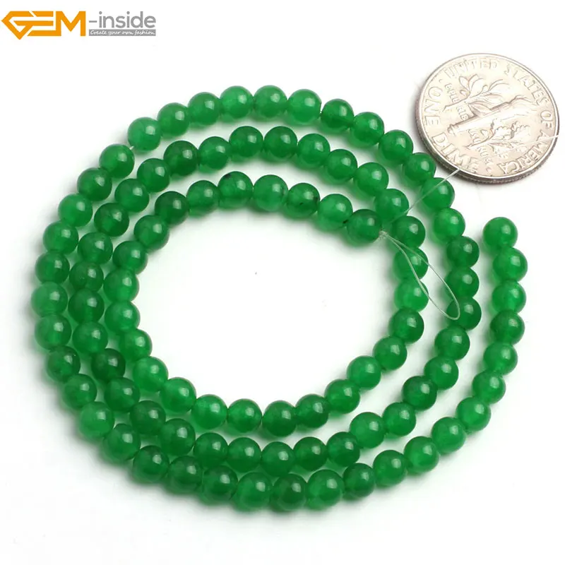 Gem-inside 4-14 мм круглые каменные бусины бисер из зеленого нефрита для изготовления ювелирных изделий бусины браслеты для женщин 15 ''DIY бусины ювелирные изделия
