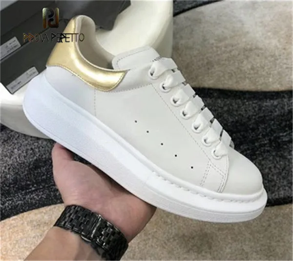 Gold Leather Prova Perfetto; роскошный бренд; коллекция года; модные белые кроссовки; женская обувь из натуральной кожи на плоской подошве; Повседневная обувь для девочек; светящаяся обувь - Цвет: Gold Leather