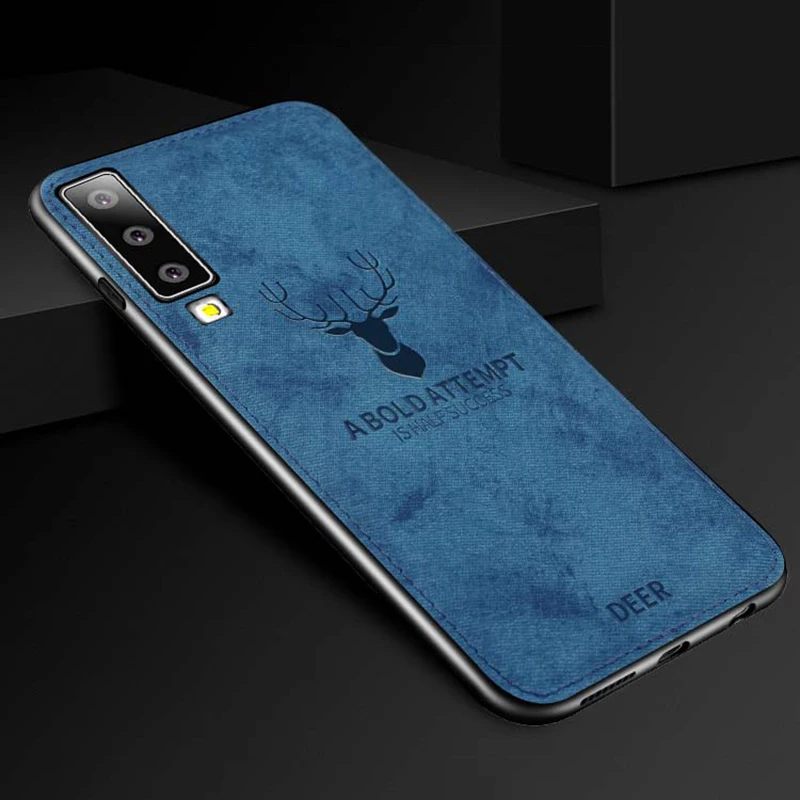 

For Samsung Galaxy A7 2018 Case Cloth Distressed Hard Back Cover For Samsung Galaxy A9 2018 Phone Cases Soft Frame Fabric Fundas