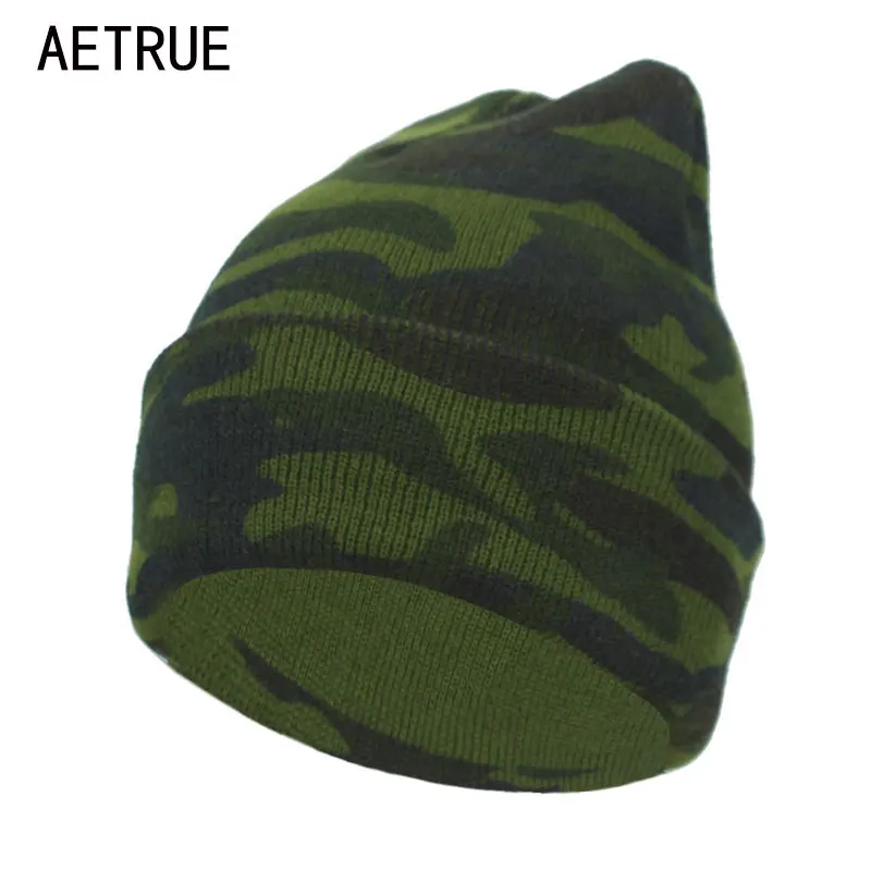 

AETRUE Winter Knitted Hat Men Skullies Beaines Hats For Men Women Fashion Camouflage Army Caps Bonnet Mask Warm Beanie Hat Cap