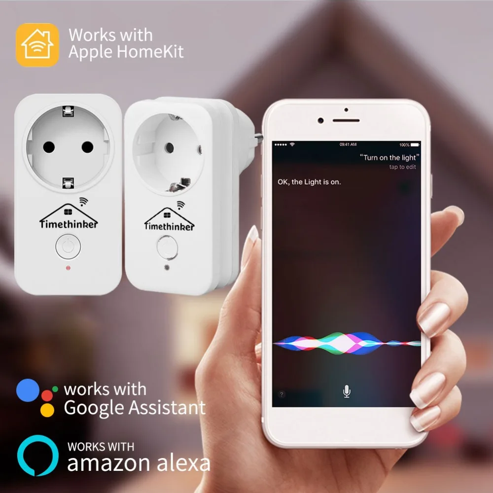 

Timethinker 2Pcs Smart WiFi Socket US AU EU UK Plug for Apple Homekit Alexa Google Home Siri Voice Control Wireless Timer Module