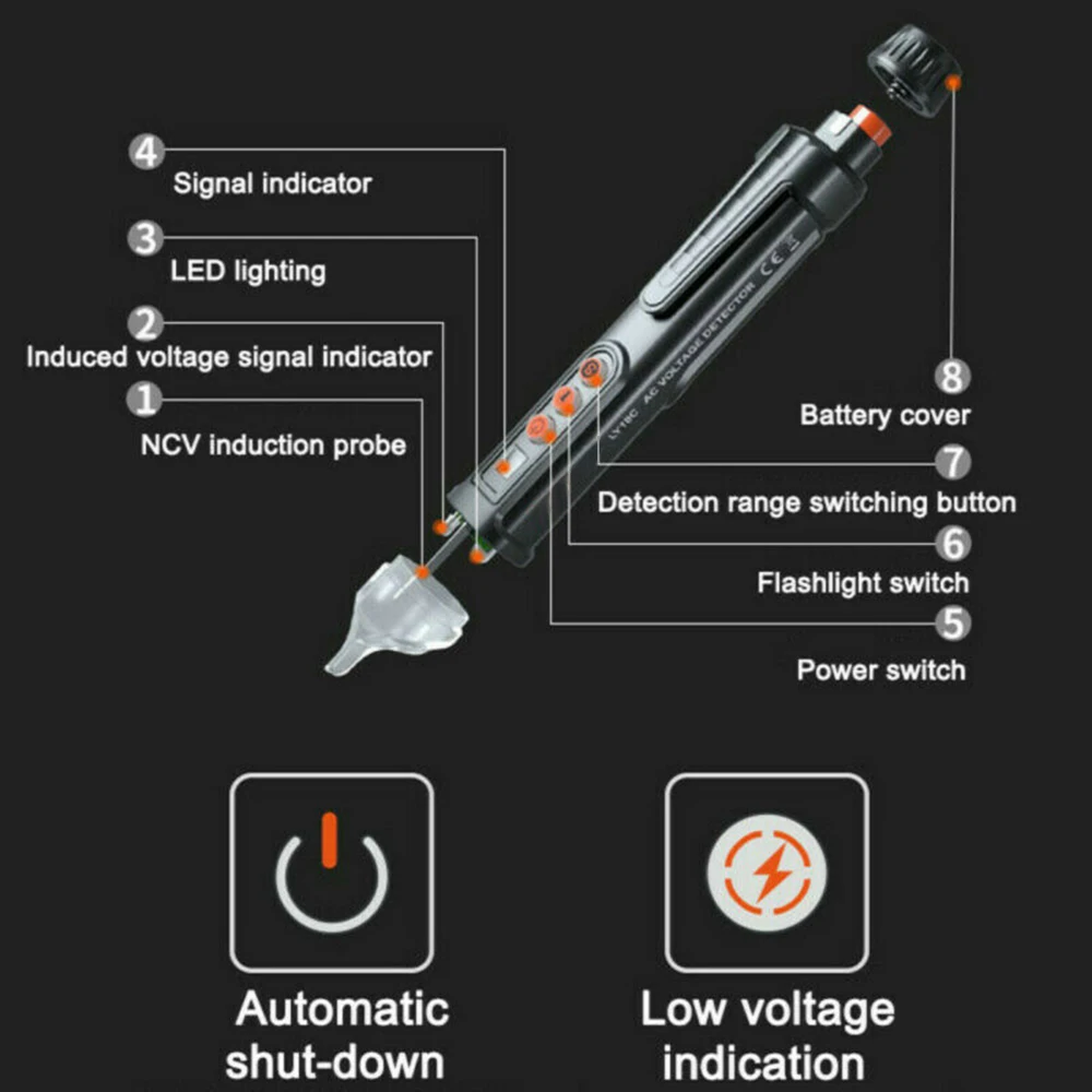 Профессиональный AC/DC тестер напряжения 12 V/48 V-1000 V электрическая компактная ручка ток тест ing карандаш Напряжение детектор с настройкой чувствительности