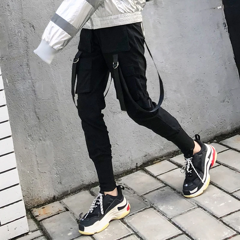

Streetwear Casual Stretch High Waist Solid Big Pocket Pants Unisex 2019 Hip Hop Cargo Jogger Women Pencil Pants Bottom S-3XL