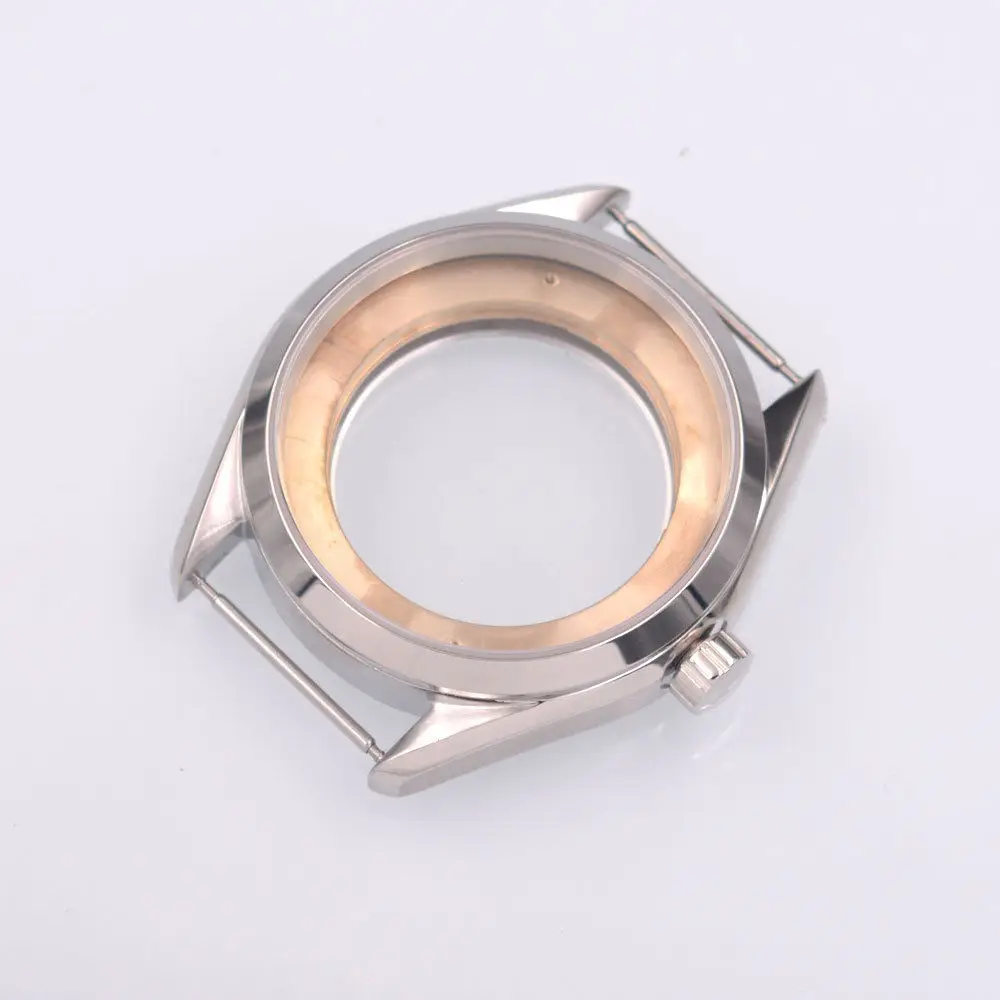 

41mm Silver Steel Watch Case Fit ETA 2836,Mingzhu/DG 2813/3804,Miyota 8205/8215
