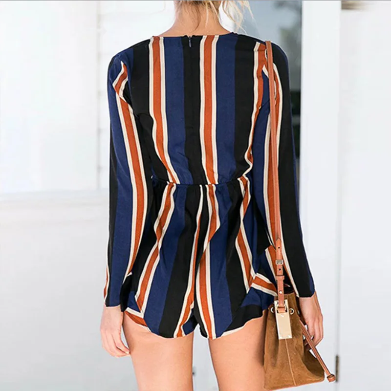 2019 New Arrival Long Sleeve Deep V Neck Fashion Stripe Casual Sexy Ladies Jumpsuit 2019 New Arrival Long Sleeve Deep V Neck Fashion Stripe Casual Sexy Ladies Jumpsuit