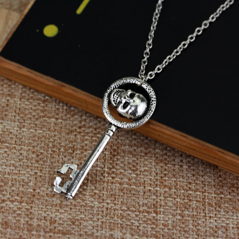 

dongshen One Of The Evil Queen's Skeleton Key Necklace From Once Upon a Time Pendant Vintage Punk Skull Choker Necklace-30