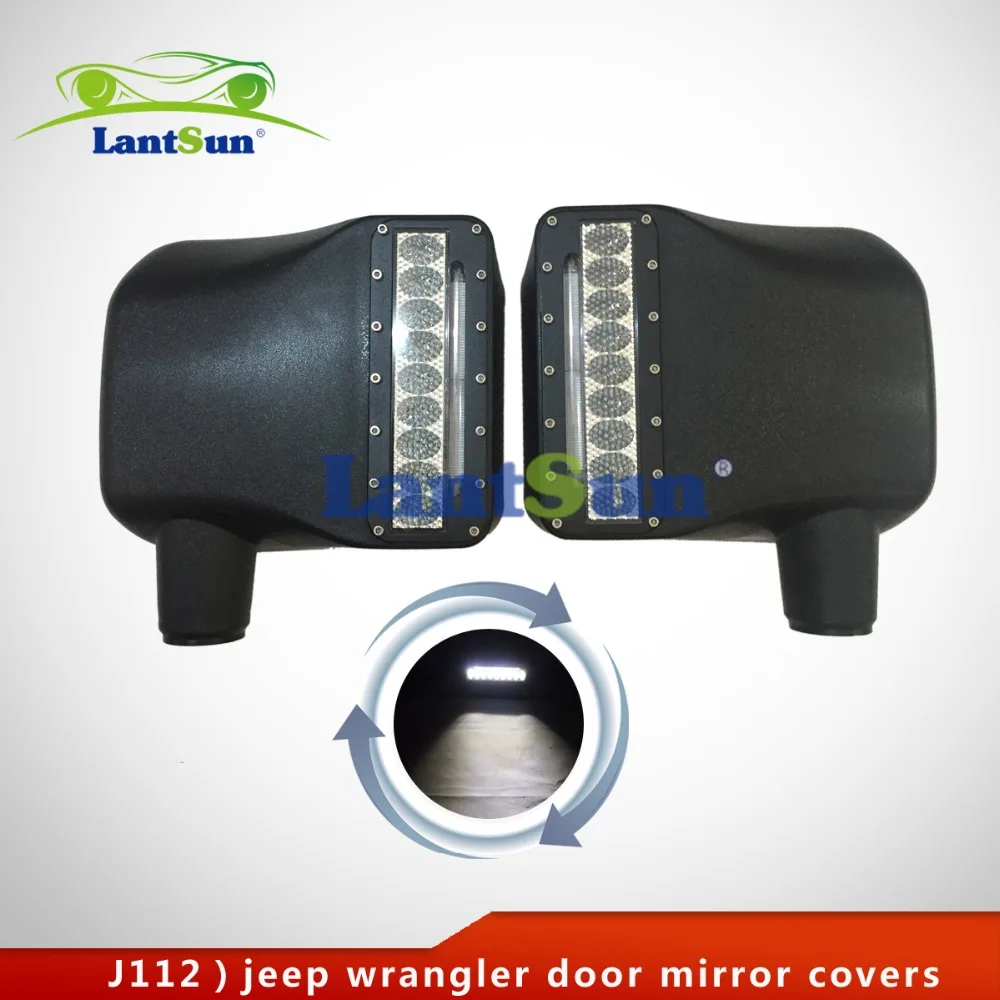 Pair Black Abs Plastic Wrangler Jk Led Off Road Mirror With Led For
