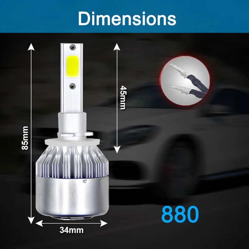 2 предмета в комплекте, весом 9-36V светодиодный светильник C6 головной светильник светодиодный H1 H3 H7 H11 H13 9004 9005 9006 36 Вт 3800LM автоматического включения фар 6500 к светильник лампочка - Испускаемый цвет: 880