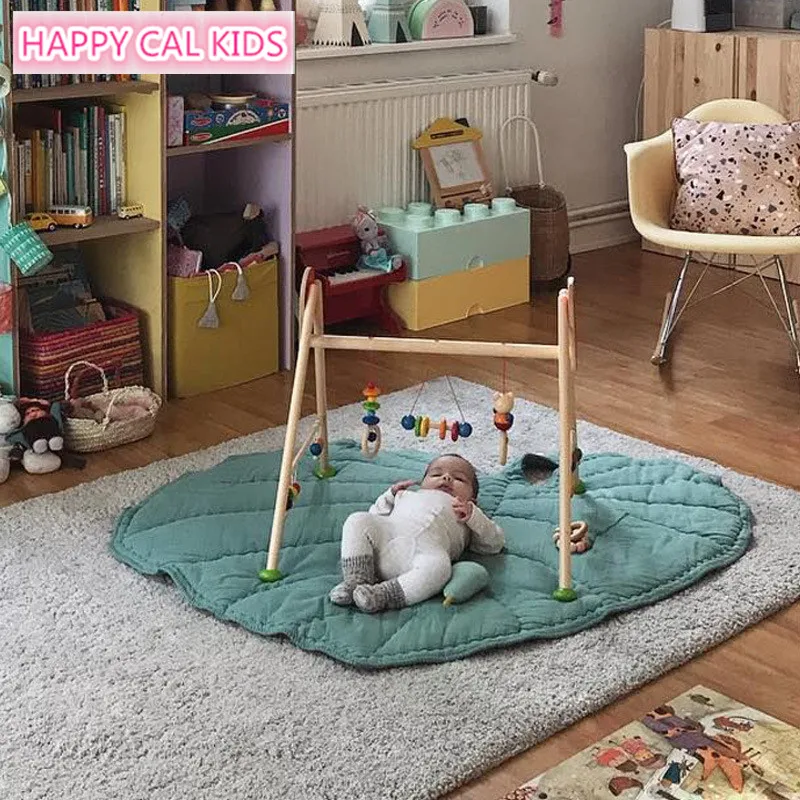 Розовый зеленый серый листья хлопок коврик для ползания Одеяло детский игровой коврик для детей Детская комната украшение для ребенка подарок
