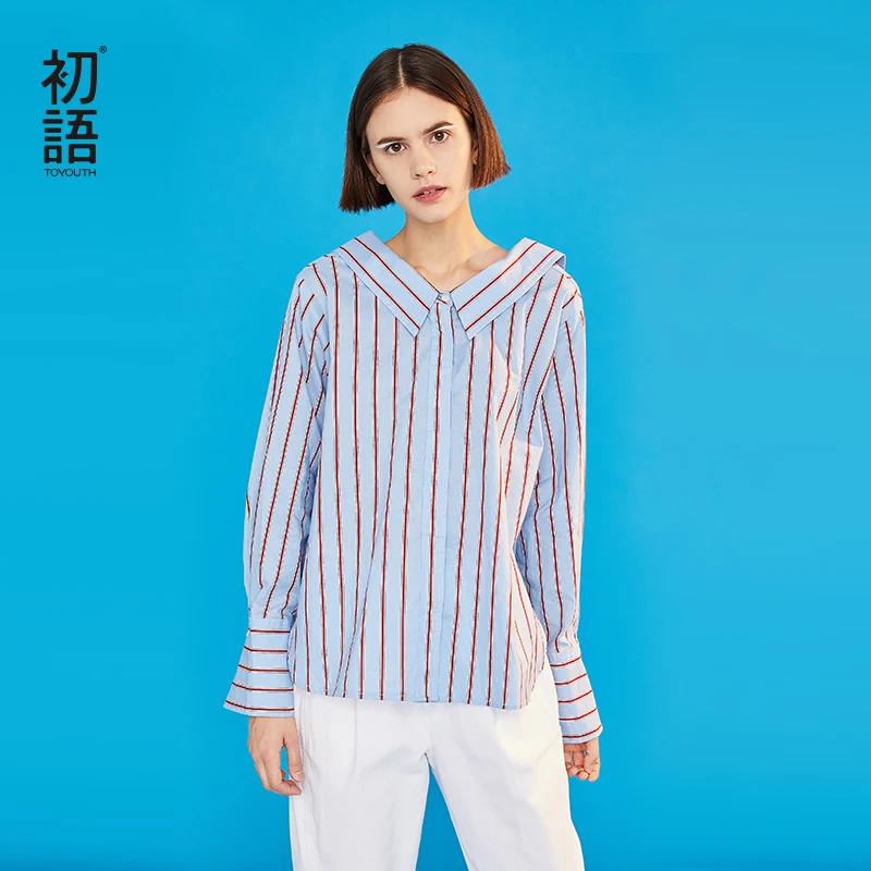 

Toyouth Women Blouses Fashion Long Sleeve Turn Down Collar Office Shirt Cotton Blouse Shirt Casual Tops Blusas Femininas