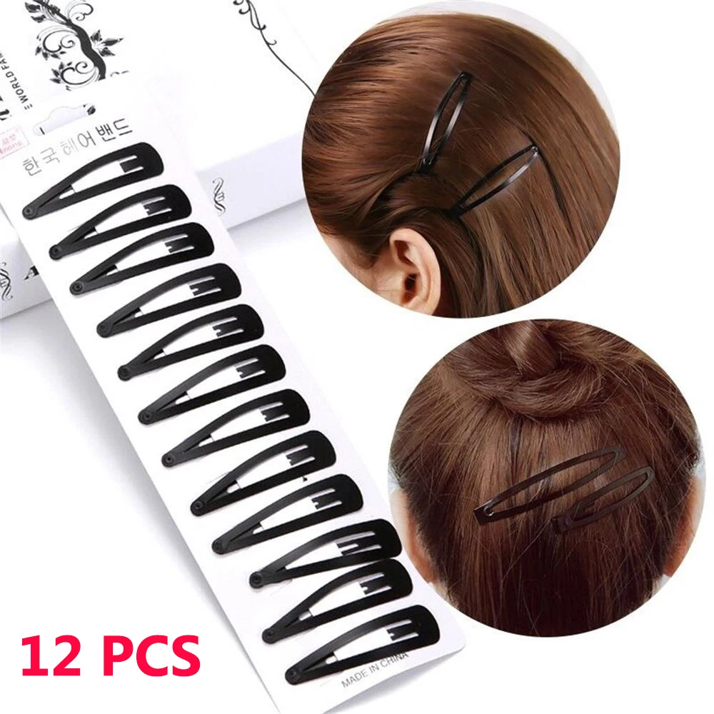 

12PCS/Pack New Simple Black Hair Clips Girls Hairpins BB Clips Barrettes Headbands For Womens Hairgrips Hair Accessories 2 Sizes
