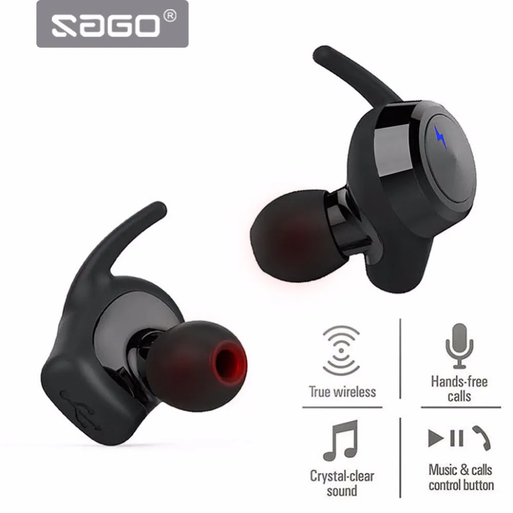 SAGO True Wireless Bluetooth Earbuds US 001 Sport Earphone In Ear Noise Cancelling Headset with BT